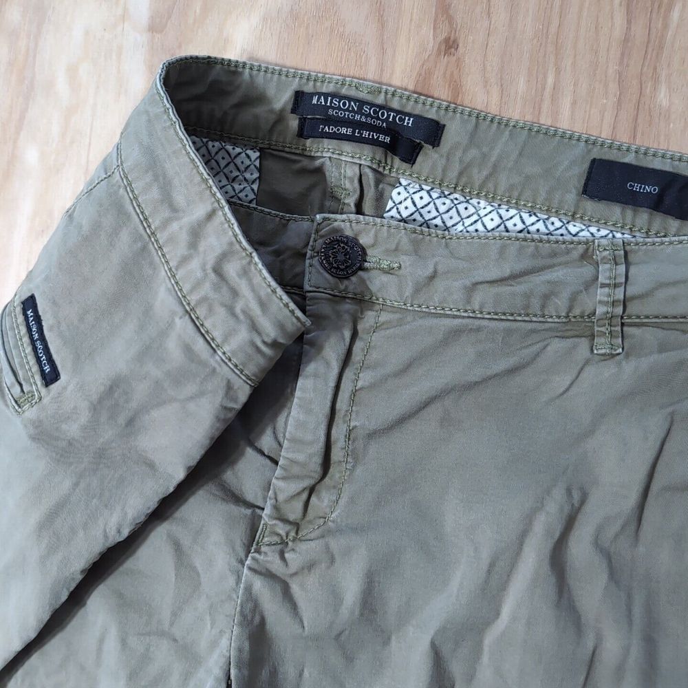 Mason Scotch & Soda Chino Pants Adult Size 30X30 Green Stretch Low Rise Flaw